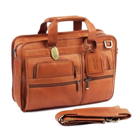 Claire Chase 149E-saddle Slimline Executive Briefcase - Saddle 844739026910